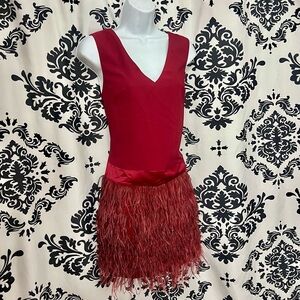 Ark & Co Burgundy Feathered Mini Dress NWT